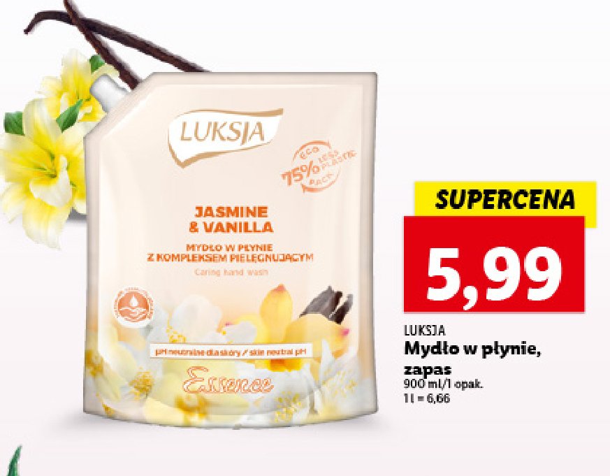 Mydło w płynie jasmine & vanilla Luksja essence promocja