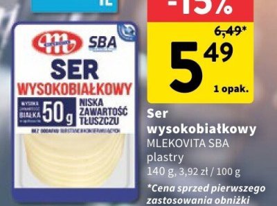Ser wysokobiałkowy MLEKOVITA SBA plastry promocja w Intermarche