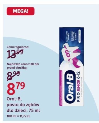Pasta do zębów dla dzieci Oral-B, 75 ml promocja w Rossmann