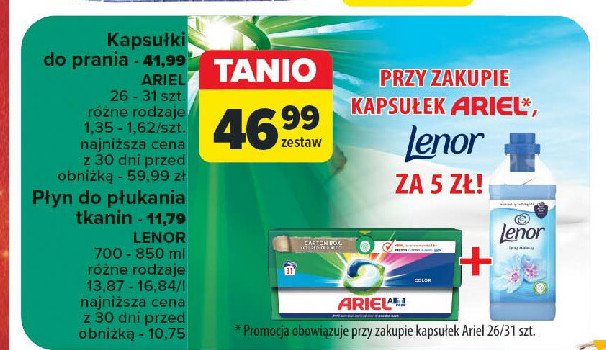 Kapsułki do prania color Ariel all in 1 promocja w Carrefour Market