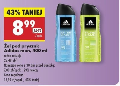 Żel pod prysznic Adidas men after sport Adidas cosmetics promocja