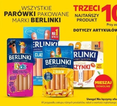 Parówki pakowane  -100% na trzeci produkt promocja w Kaufland
