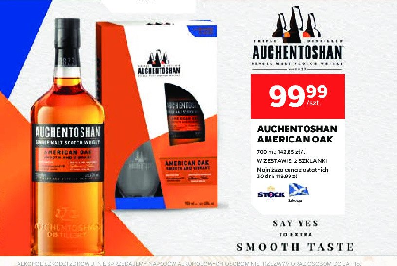 Whisky + 2 szklanki Auchentoshan american oak promocja w Stokrotka