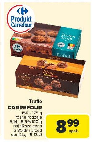 Trufle nadziewane obsypane proszkiem kakaowym Carrefour extra promocja