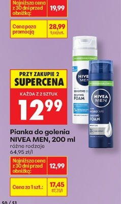 Pianka do golenia NIVEA MEN, 200 ml różne rodzaje promocja w Biedronka