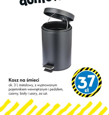 Kosz na śmieci metalowy czarny promocja w Tedi