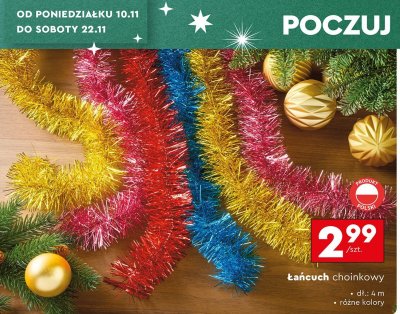 Łańcuch choinkowy - różne kolory (żółty) promocja w Biedronka