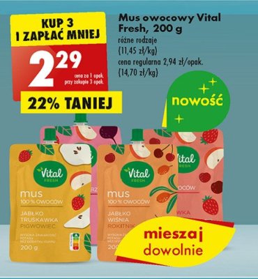 Mus jabłko-truskawka-burak Vital fresh promocja