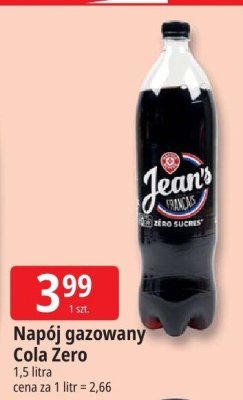 Napój gazowany Cola Zero Jean's promocja w Leclerc