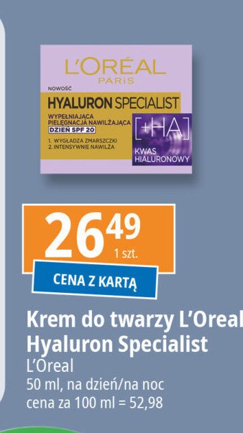Krem nawiliżający na noc L'oreal hyaluron specialist promocja