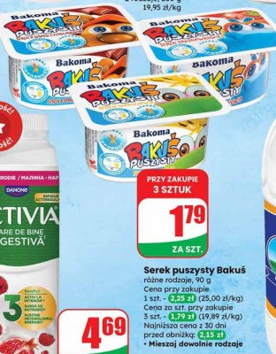 Jogurt pitny malina granat Activia promocja w Dino