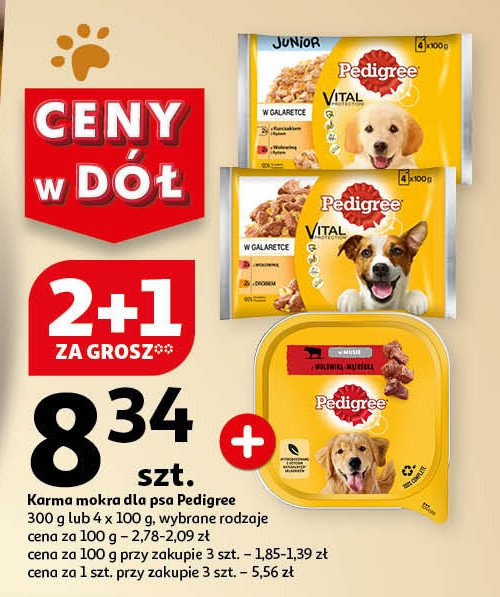 Karma dla psa z wołowiną i drobiem w galaretce Pedigree vital promocja w Auchan
