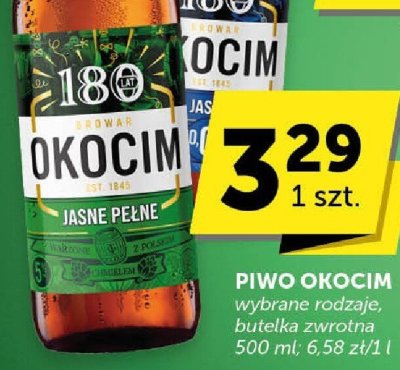 Piwo Okocim wybrane rodzaje, butelka zwrotna 500 ml promocja w Groszek
