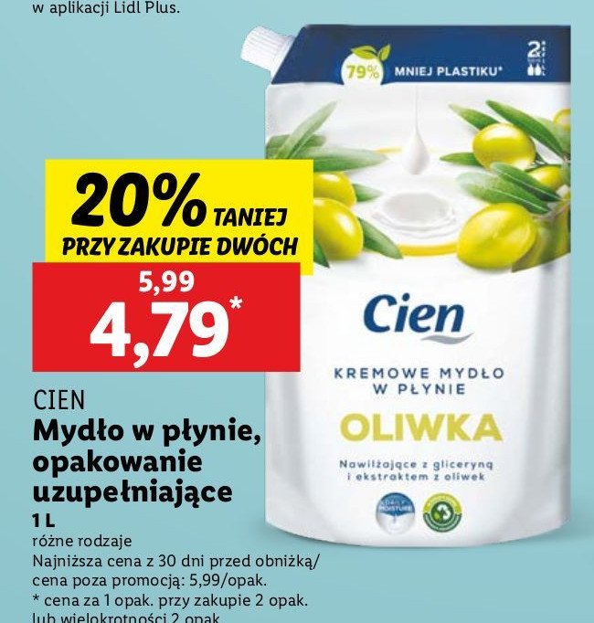 Mydło w płynie oliwka Cien promocja w Lidl