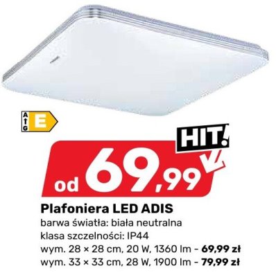 Plafoniera LED ADIS wym. 28 x 28 cm, 20 W, 1360 lm promocja w Bricomarche