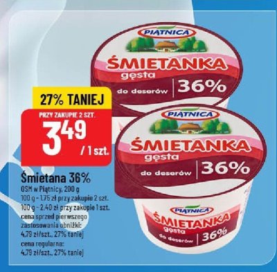 Śmietanka 36% Piątnica promocja w POLOmarket