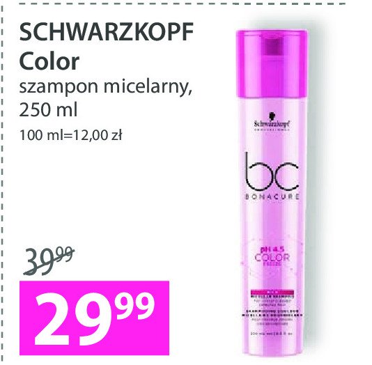 Szampon do w艂os贸w micelarny color Schwarzkopf bc bonacure promocja