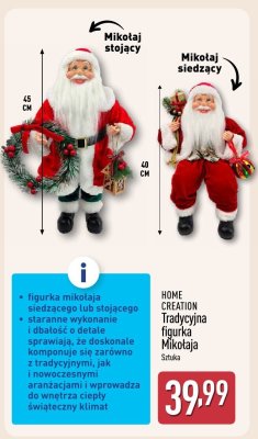 Figurka Mikołaj tradycyjna HOME CREATION promocja w Aldi