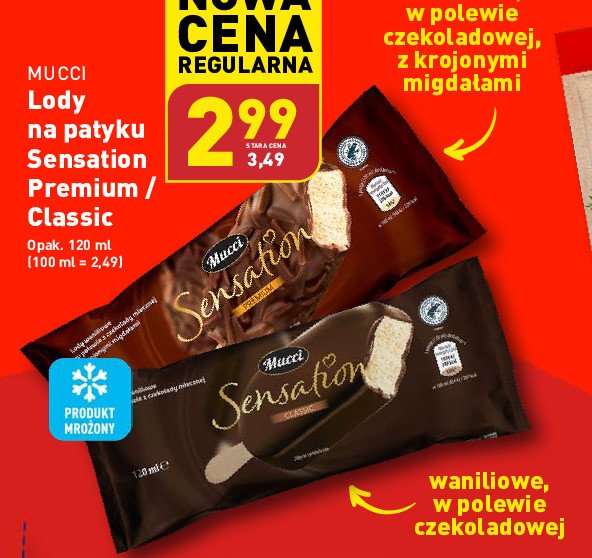 Lody waniliowe w polewie czekoladowej Mucci sensation promocja