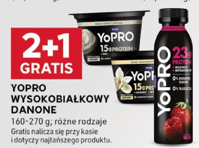 Jogurt wysokobiałkowy YoPro 2+1 GRATIS Danone promocja w Stokrotka