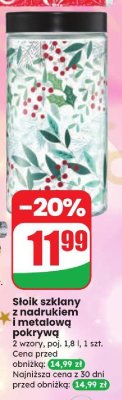 Słoik szklany z nadrukiem i metalową pokrywą promocja w Dino