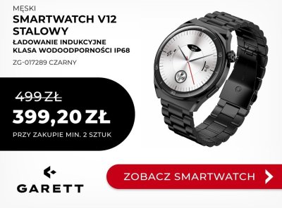 Zegarek męski Smartwatch V12 stalowy czarny ZG-017289 promocja w Briju