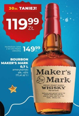 Bourbon Maker's Mark 0,7L promocja w Duży Ben