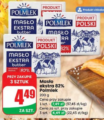 Masło ekstra 82% Polmlek promocja w Dino