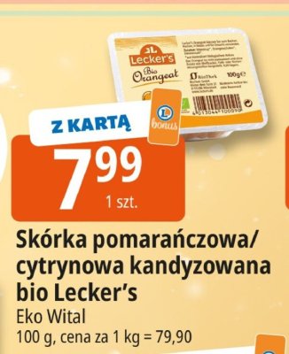 Skórka pomarańczowa/cytrynowa kandyzowana bio Lecker's Eko Wital promocja w Leclerc