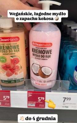 Mydło kremowe ekstrakt z kokosa CleanHands promocja w Rossmann