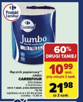 R臋cznik papierowy jumbo Carrefour essential promocja