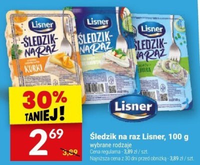 Śledzie na raz Lisner, 100 g promocja w Twój Market