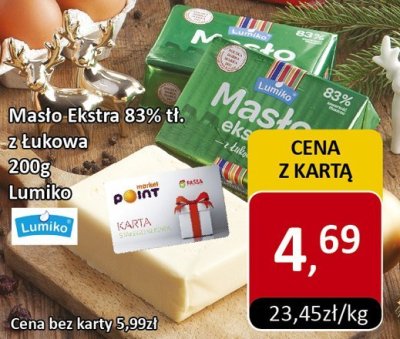 Masło Ekstra 83% tł. z Łukowa 200g Lumiko promocja w Market Point