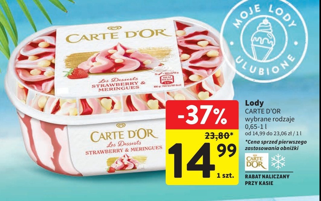 Lody strawberry meringues Algida carte d'or les desserts promocja