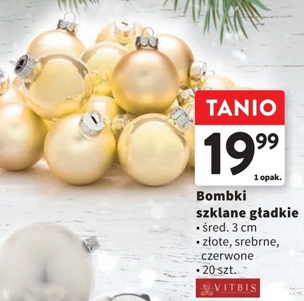 Bombki szklane g艂adkie 3 cm srebrne Vitbis promocja