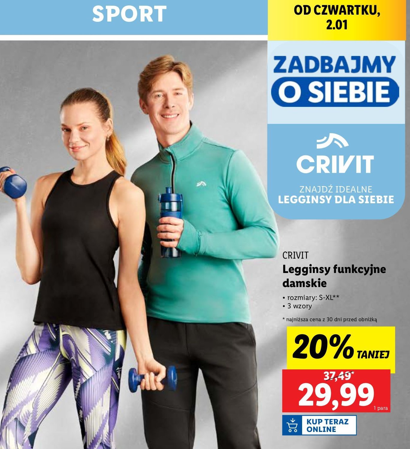 Legginsy funkcyjne s-xl Crivit promocja