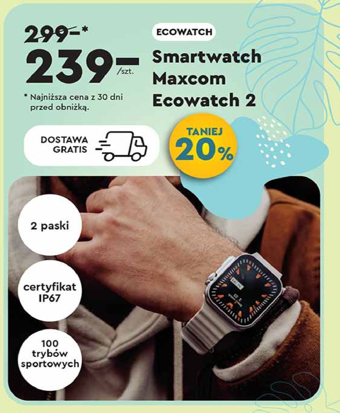 Smartwatch ecowatch 2 Maxcom promocja w Biedronka