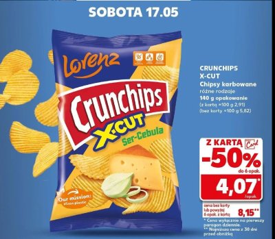 Chipsy ser-cebula Crunchips x-cut Crunchips lorenz promocja