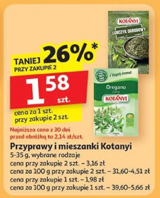 Przyprawy i mieszanki wybrane rodzaje Kotanyi promocja w Auchan