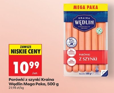 Parówki z szynki Kraina Wedlin Mega Paka, 500 g promocja w Biedronka