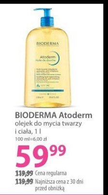 Olejek do mycia twarzy i ciała BIODERMA Atoderm promocja w Hebe