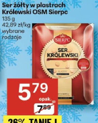 Ser żółty w plastrach Królewski OSM Sierpc promocja w Delikatesy Centrum