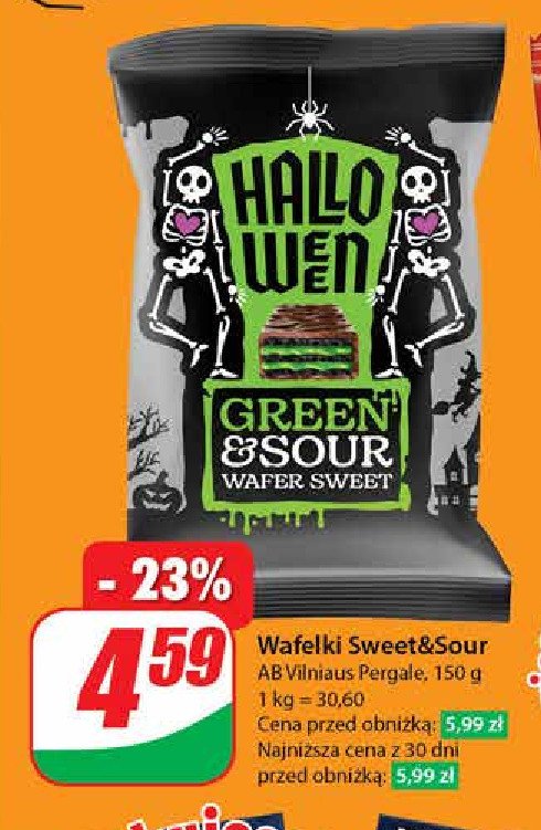 Wafelki halloween green & sour promocja w Dino