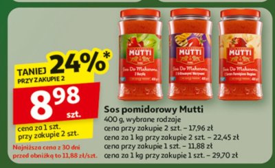 Sos pomidorowy Mutti 400g wybrane rodzaje promocja w Auchan