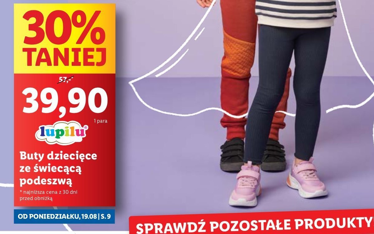 Buty dziecięce 25-30 ze świecącą podeszwą Lupilu promocja