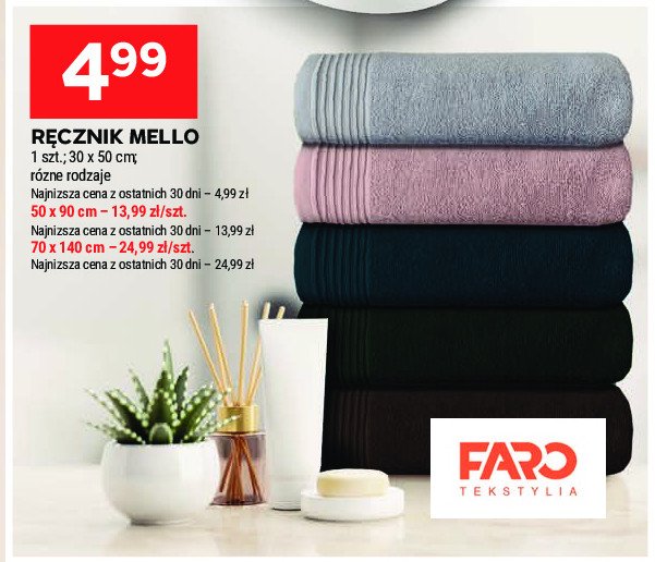 Ręcznik mello 70 x 140 cm Faro promocja w Stokrotka