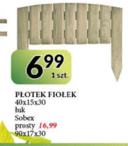 Płotek trawnikowy fiołek 90 x 17/30 cm Sobex promocja