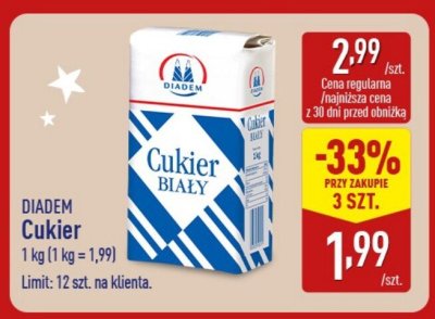 Cukier biały DIADEM promocja w Aldi
