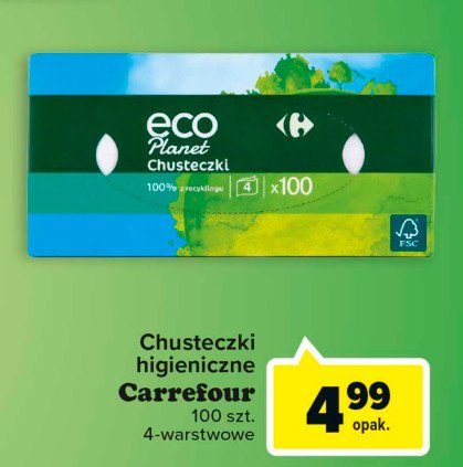 Chusteczki higieniczne Carrefour eco planet promocja