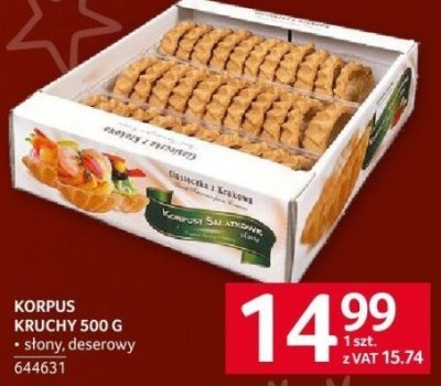 Ciastka korpus kruchy słony deserowy 500g promocja w Selgros